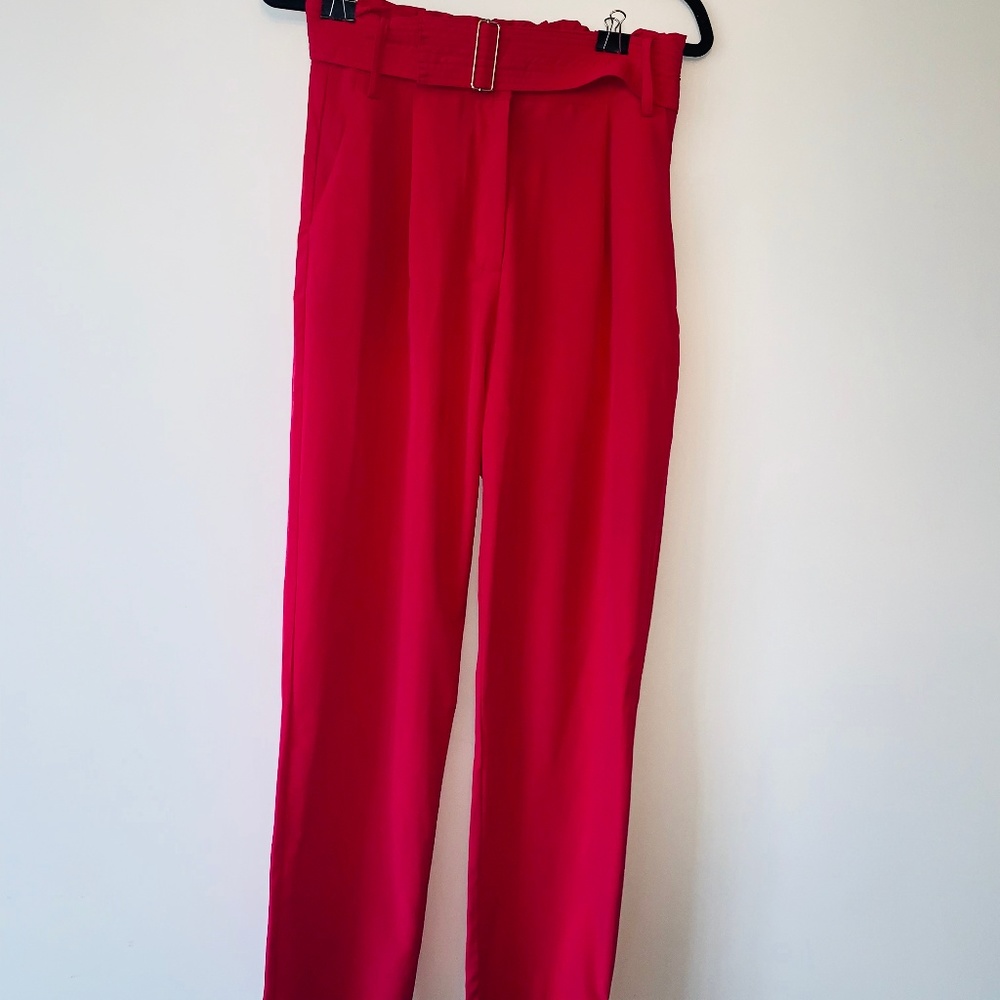 Hot Pink Loose-Fitting Trousers